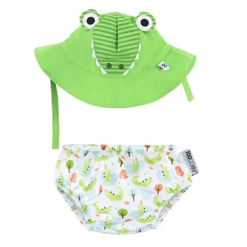 Zoocchini - Swim Diaper & Sun Hat Set, Aidan The Alligator 3 Zoocchini - Swim Diaper & Sun Hat Set, Aidan The Alligator