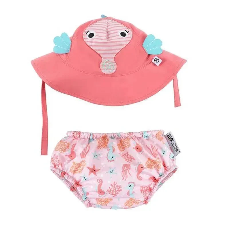 Zoocchini - Swim Diaper & Sun Hat Set, Sally The Seahorse 3 Zoocchini - Swim Diaper & Sun Hat Set, Sally The Seahorse